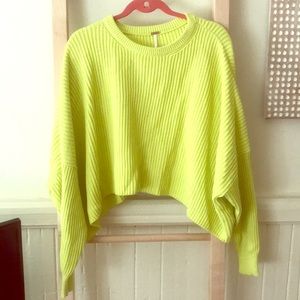 FREE PEOPLE OVERSIZED CROP NEON SWEATER